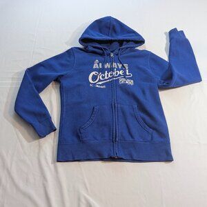 Majestic "Always October" Kansas City Royals Zippered Hoodie Size S Royal Blue
